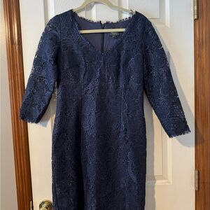Adrianna Papell Midnight Blue Lace Dress